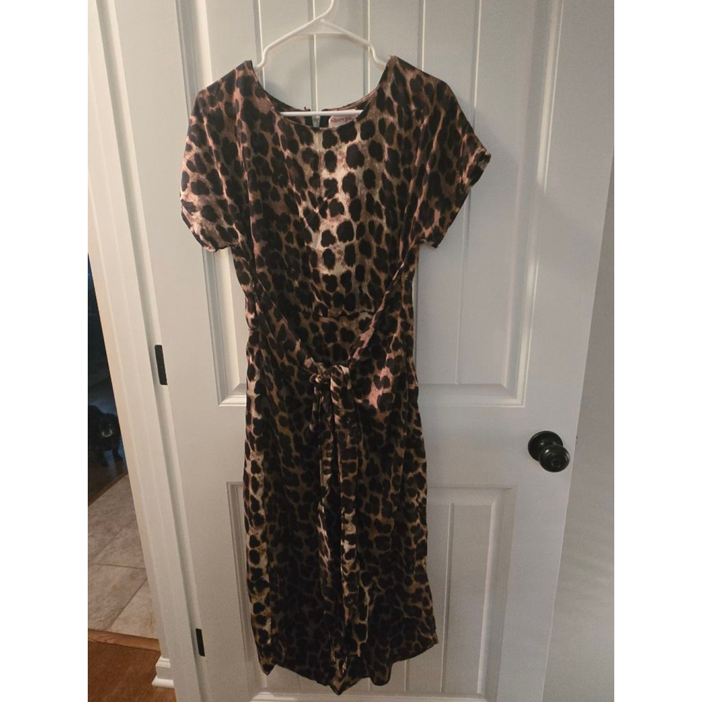 Women's Showpo Leopard Print Midi Dress Size 10 Brown Black